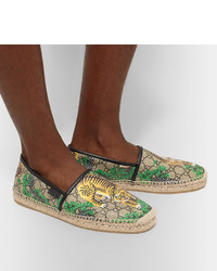 Gucci Leather Trimmed Printed Coated Canvas Espadrilles