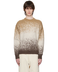 Tan Print Fluffy Crew-neck Sweater