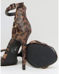 Missguided Leopard Print Barely There Heeled Sandal