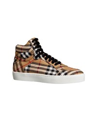 Burberry Vintage Check Cotton High Top Sneakers