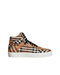 Burberry Vintage Check Cotton High Top Sneakers