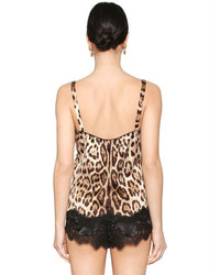Dolce & Gabbana Leopard Printed Silk Satin Lace Top