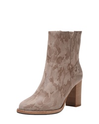 Tan Print Leather Ankle Boots