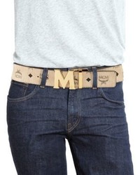 MCM Logo Print Leather Belt
