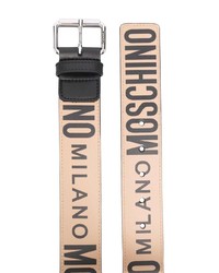 Moschino Logo Print Leather Belt