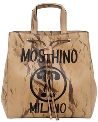 Moschino Printed Leather Bucket Shoulder Bag
