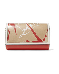Christian Louboutin Paloma Kraft Spiked Printed Textured Leather And Pvc Clutch