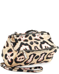 Givenchy Pandora Jaguar Print Leather Crossbody Bag Brown