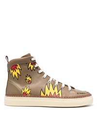 Bally Flame Print High Top Trainers