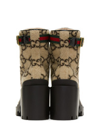 Gucci Beige Wool Gg Boots