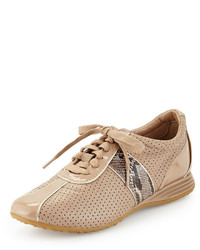 Cole Haan Bria Snake Print Leather Sneaker Maple Sugar