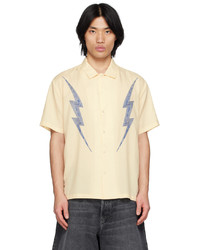 DOUBLE RAINBOUU Beige Electric Embroidery West Coast Shirt