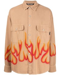 Palm Angels Flame Print Long Sleeve Shirt