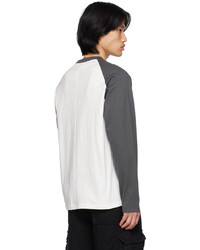C2h4 Gray White Raglan Long Sleeve T Shirt