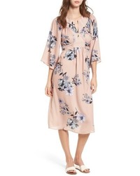 One Clothing Floral Print Kimono Midi Dress
