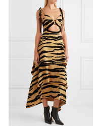 Proenza Schouler Tiered Tiger Print Crepe Maxi Dress