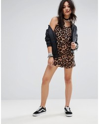 Glamorous Leopard Print Cami Romper With Open Back