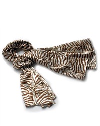 Brando Brown Funky Zebra Animal Pattern Super Soft Silk Scarfwrapshawl