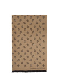 Alexander McQueen Tan Wool And Silk All Over Skull Scarf