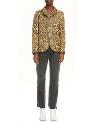 Maison Margiela Warped Leopard Print Quilted Jacket