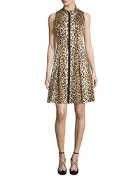 Carolina Herrera Sleeveless Cheetah Print Shirtdress Cheetah