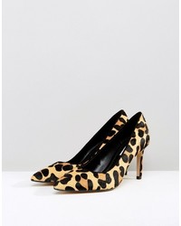 Dune Leopard Print Pointed Heeled Shoes