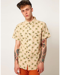 Afends Shirt Dr Squiz Short Sleeve All Over Palm Print
