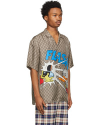 Gucci Beige Disney Edition Donald Duck Bowling Shirt
