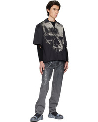 44 label group Black Bowling Big Skull Shirt