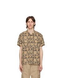 Beams Plus Brown Open Collar Block Print Shirt