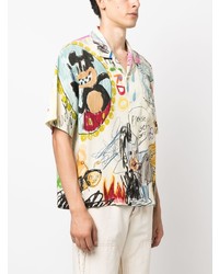 DOMREBEL Cartoon Print Short Sleeve Shirt