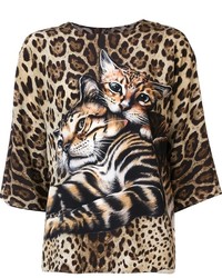 Dolce & Gabbana Kitten Print Blouse