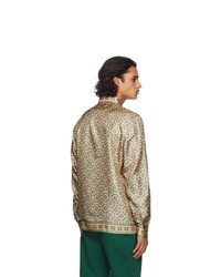 Casablanca Beige Silk Monogram Laurel Shirt