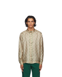 Casablanca Beige Silk Monogram Laurel Shirt