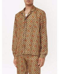 Burberry Monogram Print Silk Twill Shirt