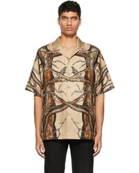 Burberry Beige Pattern Silk Shirt