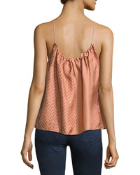 Helmut Lang Pieced Scarf Print Silk Camisole Top Blushmulti