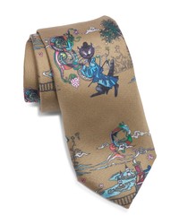 Canali Travels With 8on8 Cafra Cat Silk Tie In Gold At Nordstrom