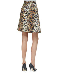 Carolina Herrera Cheetah Print Stretch Cotton Party Skirt