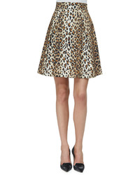 Carolina Herrera Cheetah Print Stretch Cotton Party Skirt