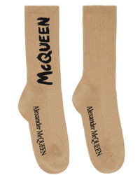 Alexander McQueen Beige Graffiti Socks