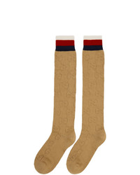 Gucci Beige Tall Spring Gg Socks
