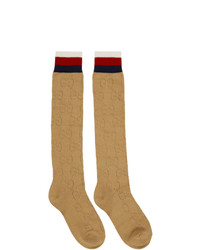 Gucci Beige Tall Spring Gg Socks