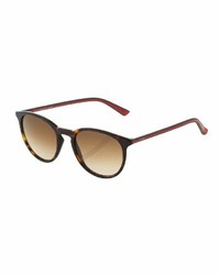 Gucci Tortoise Print Round Acetate Sunglasses Dark Brown