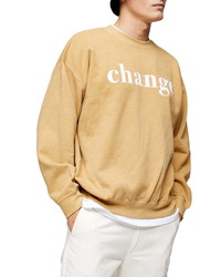 Topman Flocked Change Oversize Crewneck Sweatshirt