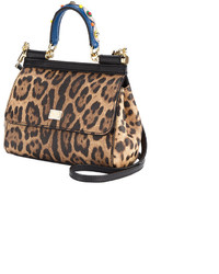 Dolce & Gabbana Small Leopard Print Sicily Shoulder Bag