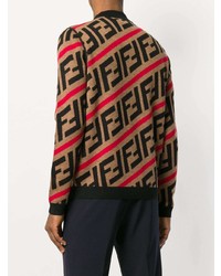 Fendi Ff Logo Diagonal Stripe Sweater