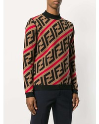 Fendi Ff Logo Diagonal Stripe Sweater