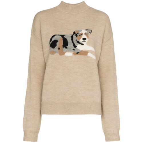 Sandy Liang Kade Dog Intarsia Wool Jumper, $459 | farfetch.com