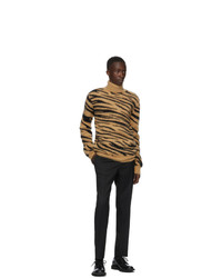 PACO RABANNE Tan And Black Brushed Mohair Tiger Turtleneck